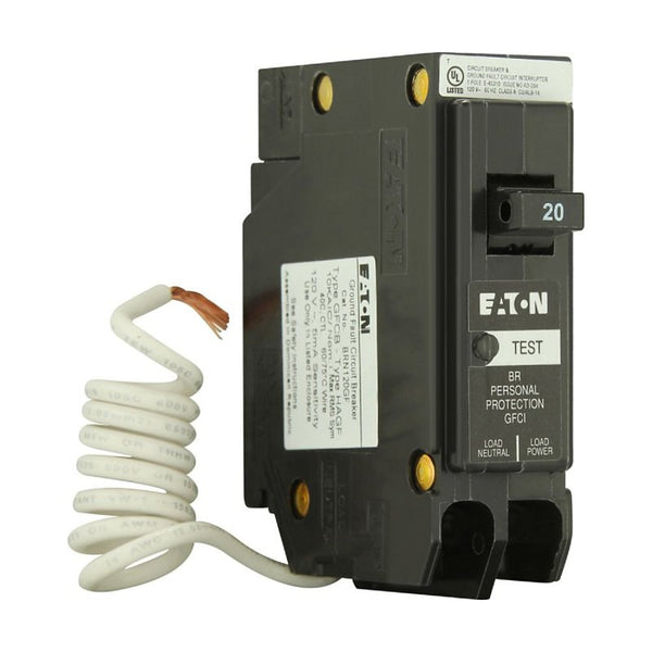 EATON BRN120GF Br Gfci, 5ma, 1 Pole, 10kaic, 20a, Pigta