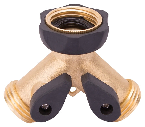 Mintcraft 3/4 Garden Two-Way Hose Connector With Shut-off, Brass GB9105A3L