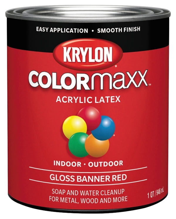 1 qt Krylon K05616007 Banner Red COLORmaxx Paint & Primer, Gloss