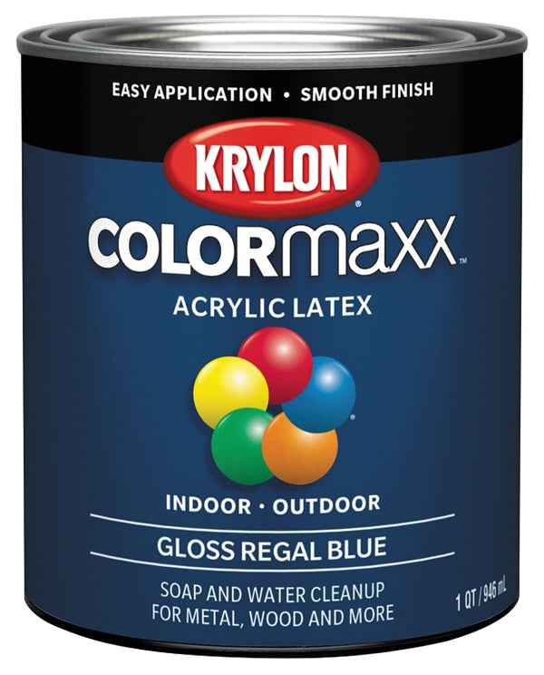 Krylon K05646007 COLORmaxx Acrylic Latex Brush On Paint for Indoor/Outdoor Use, 1 Quarts (Pack of 1), Regal Blue, 32 Fl Oz