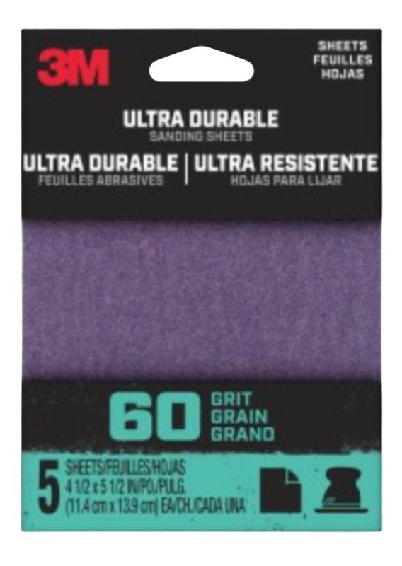 3M 1/4SHT5PK60 Clip-ON 1/4SHEET 60GRIT 27364