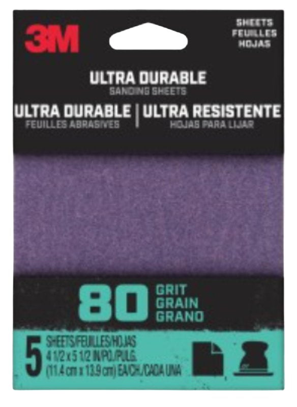 3M 1/4SHT5PK80 Clip-ON 1/4SHEET 80GRIT 27363