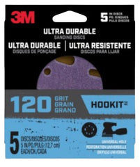 3M 27259 Power Sanding Disc, 5 in Dia, 120 Grit, Medium, Ceramic Abrasive, 5-Hole, 8-Hole
