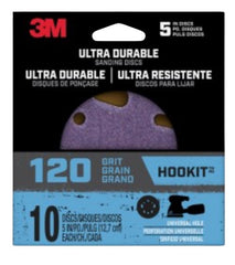 3M 27310 Power Sanding Disc, 5 in Dia, 120 Grit, Medium, Ceramic Abrasive, 5-Hole, 8-Hole