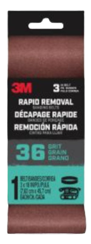 3M BELT3X181PK36 Sanding Belt, 3 in x 18 in, Brown 27398