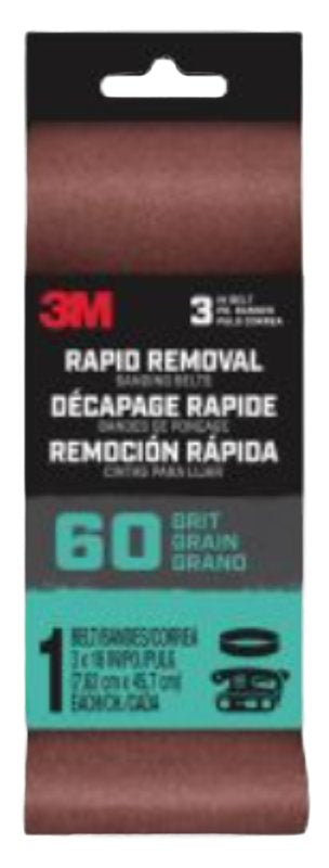 3m Belt3x181pk60 3" X 18" Rapid Removal 60 Grit Power Sanding Belt 27399 (10-Pack)