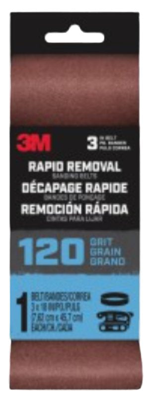 3M BELT3X181PK120 Sanding Belt, 3 in x 18 in, Brown 27396