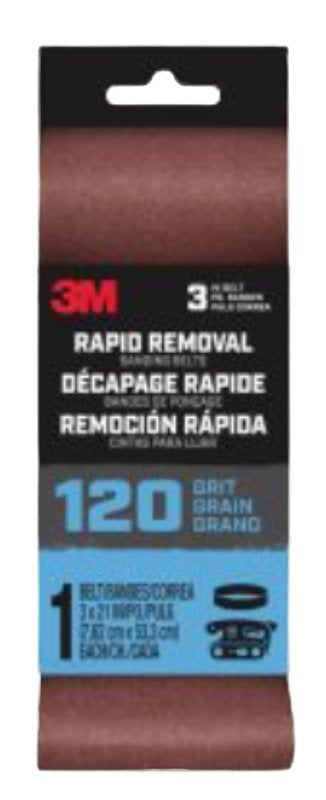 3M BELT3X211PK120 Sanding Belt, 3 in x 21 in, Brown 27401
