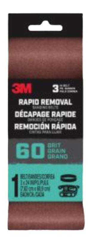 3M BELT3X241PK60 Sanding Belt, 3 in x 24 in, Brown 27392