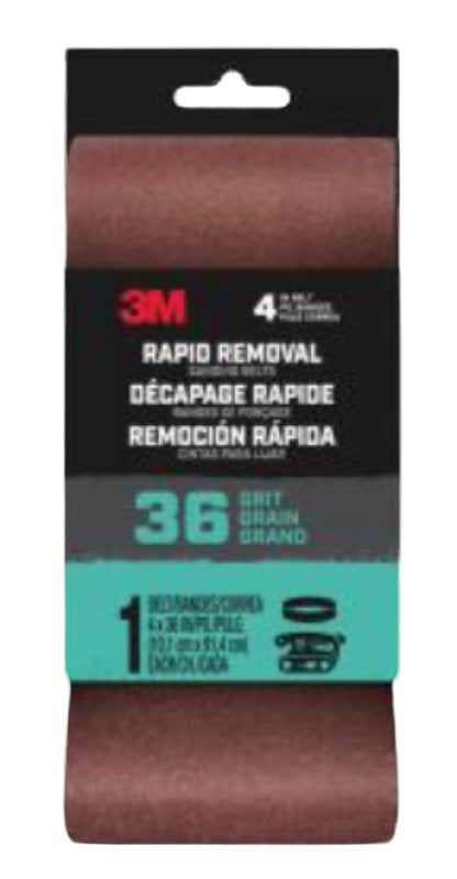 3M Rapid Removal 4x36 Power Sanding Belt, 36 grit, 1/Pack 27382