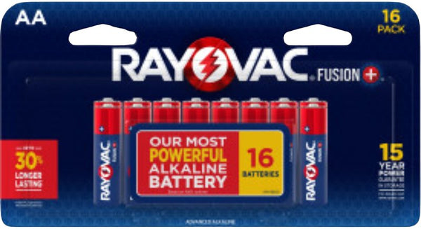 Rayovac Fusion AA Batteries, Premium Alkaline Double A Batteries (16 Battery Count) 815-16LTFUSK