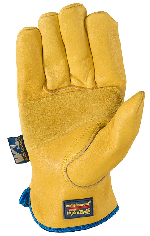 Wells Lamont Men's Slip-On HydraHyde Full Leather Work Gloves | Water-Resistant | Extra Large (1168XL)