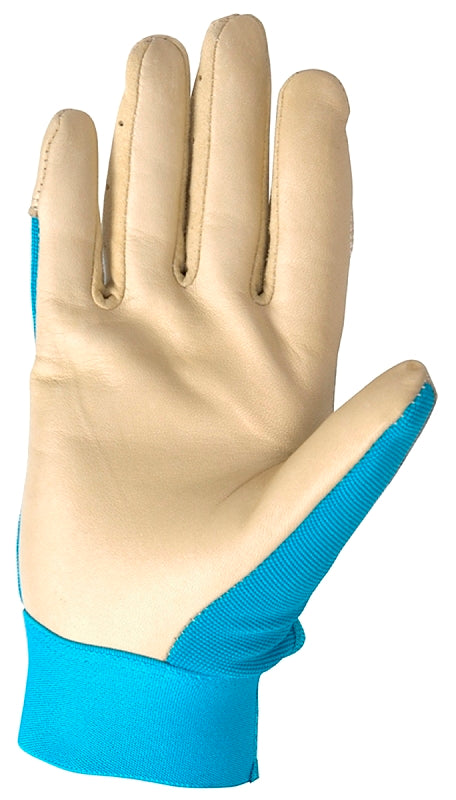 Wells Lamont Women's Hybrid Work/Gardening Gloves | Water-Resistant HydraHyde Leather |Aqua, Medium (3204M)