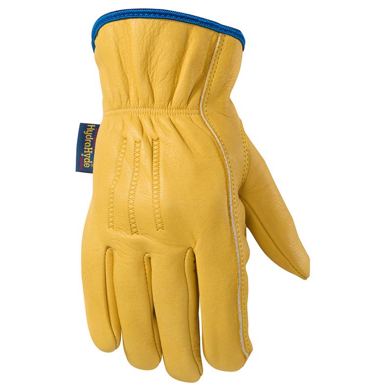 Wells Lamont Men's Slip-On HydraHyde Leather Work Gloves – Water-Resistant, Breathable, Durable – Ideal for Gardening, Landscaping, Ranching – Heavy Duty Leather Work Gloves – Saddletan, Large