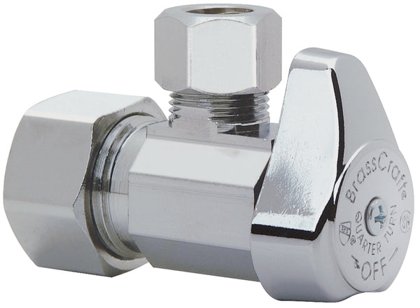 Brass Craft G2CR19X CD Chrome 1/4 Turn Angle Stop Valve, 5/8 x 3/8-In.