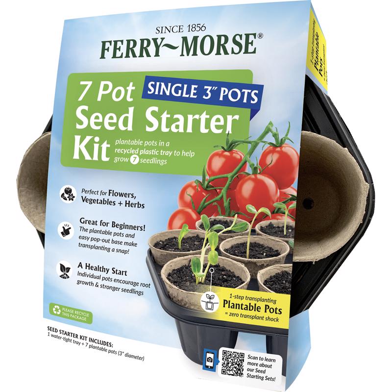 Jiffy-Ferry Morse Seed Circular Tray With Seed Starting Pots 7 Pack Brown PFB7