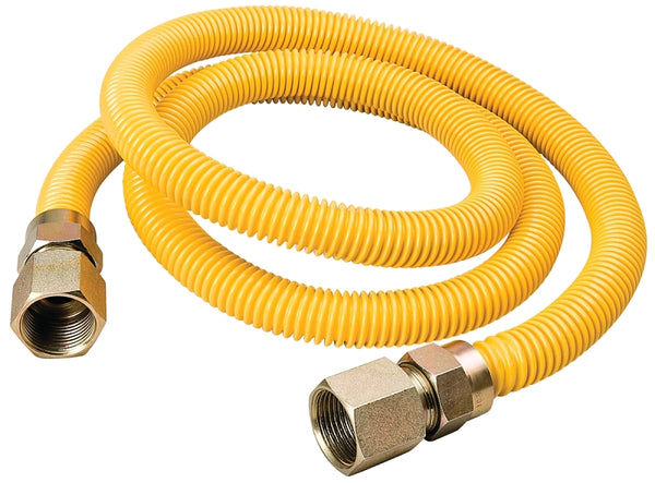 B&K Industries Gas Connector Y 1/2 3/4f/F 48 FIP Yellow Stainless Steel G012YE151548RP