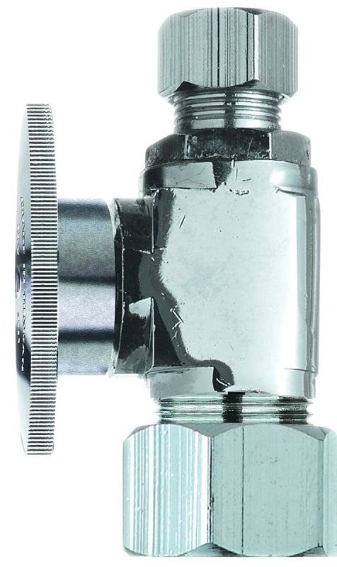 Plumb Pak PP63PCLF 1/4 Turn Straight Shut-Off Valve, 5/8 X 3/8 X Od, Body, Chrome Plated