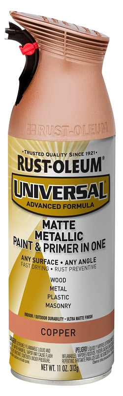 Rust-Oleum 365352 Universal All Surface Metallic Spray Paint, 11 oz, Matte Copper