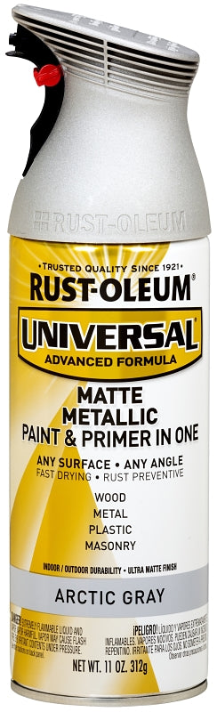 Rust-Oleum 365358 Universal All Surface Metallic Spray Paint, 11 oz, Matte Arctic Gray