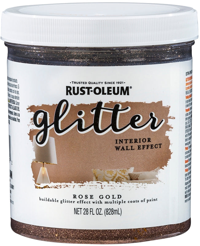 Rust-Oleum 360221 Glitter Interior Wall Paint, 28 oz, Rose Gold, 12 Fl Oz (Pack of 1)
