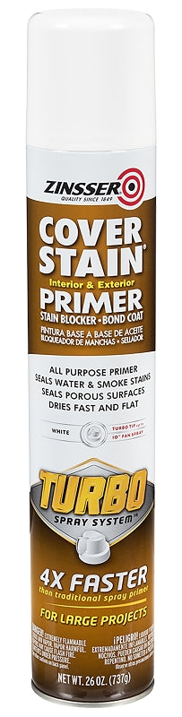 Zinsser Cover Stain Turbo Primer Spray, 26 oz, White