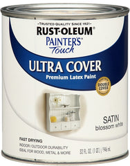 Rust-Oleum 267330 Painter's Touch Latex Paint, Quart, Satin Blossom White
