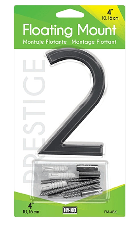 Hy-Ko FM-4BK/2 FM-4BK-2 House Number, Character: 2, 4 in H Character, Black Character