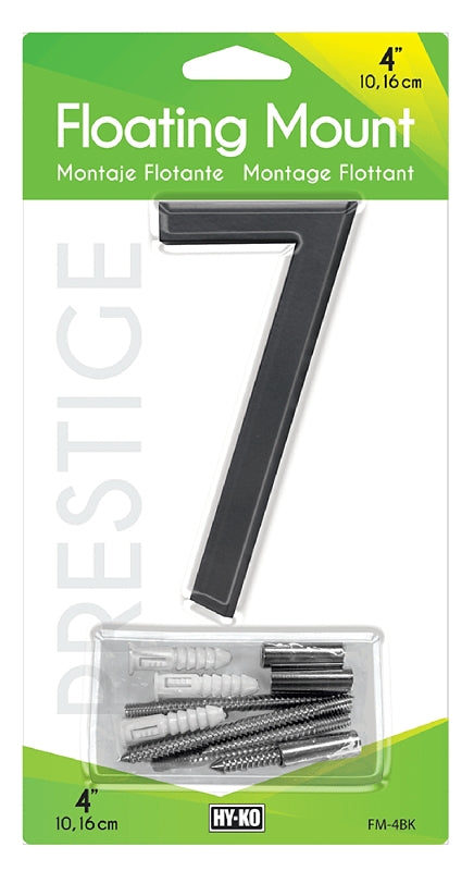 Hy-Ko FM-4BK/7 FM-4BK-7 House Number, Character: 7, 4 in H Character, Black Character