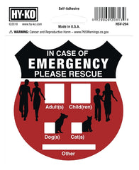 Hy-Ko HSV-204 Emergency Rescue Sign - Silver