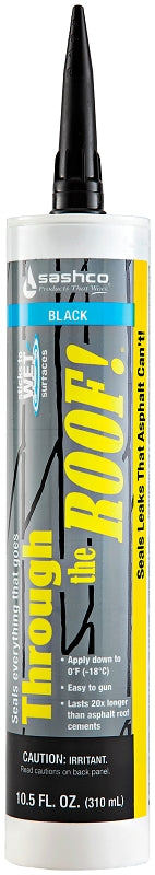 Through the Roof 14065 Elastomeric Roof Sealant, Co-Polymer Rubber, Lower VOC, Black, 10.5-oz. Cartridge - Quantity 1