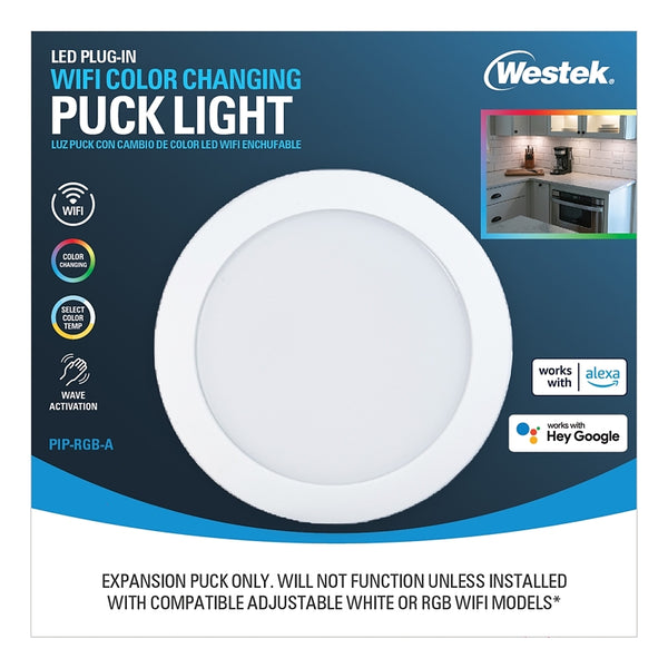 Westek PIP-RGB-A LED WiFi/Wave/RF Remote Controlled Expansion Plug-in Puck Under Cabinet Light