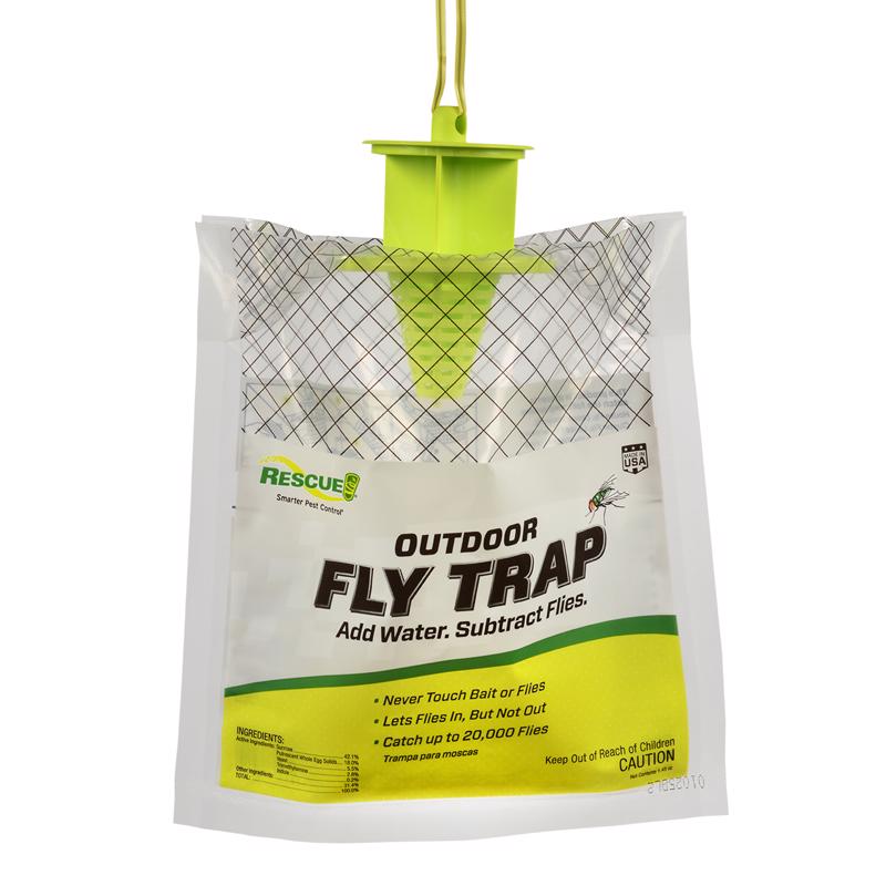 RESCUE! Outdoor Disposable Fly Trap – Hanging Fly Catcher with Attractant Bait, Fly Bag for Patio, Yard, Trash & Farm Areas – Easy-to-Use Outdoor Fly Control