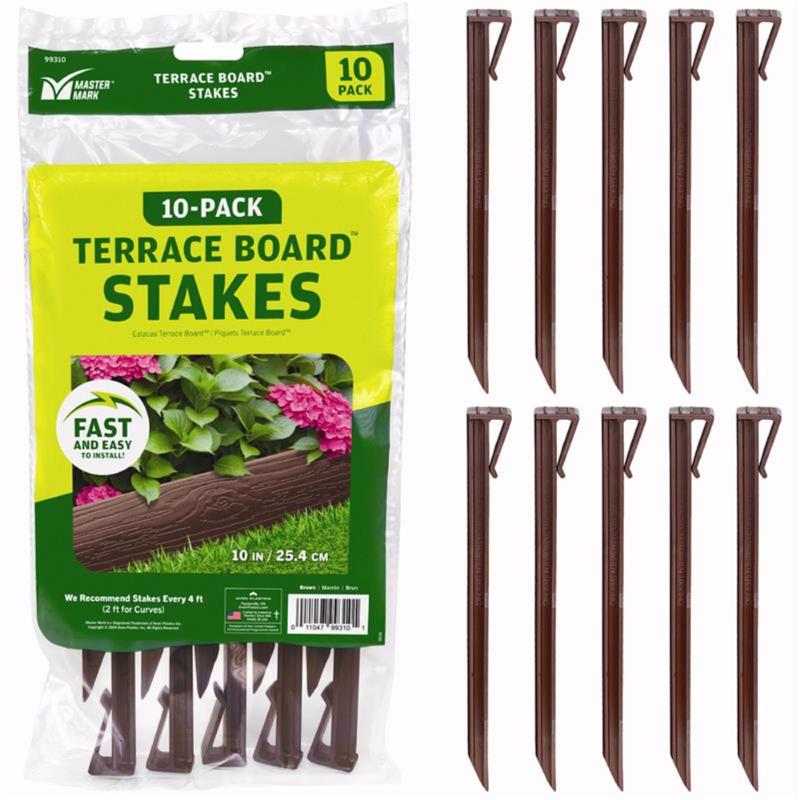 Master Mark Plastics 99310 Terrace Board 10 Inch 10 Pack, Brown Stakes,
