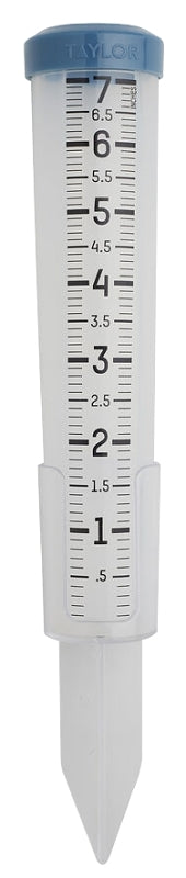 Taylor Capacity Break and Freeze Proof Flexible Silicone Rain Gauge, Measure and Monitor Precipitation, Easy to Read for Backyard, Patio, Garden, and Lawn, Post Mount or Ground Stake, 7-inch, Teal 5293501