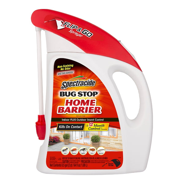 Spectracide Bug Stop Home Barrier Indoor Plus Outdoor Bug Control With Flip & Go Sprayer Kills Ants, Roaches and Spiders on Contact, 0.5 Gallon, 1 Pack HG-96921
