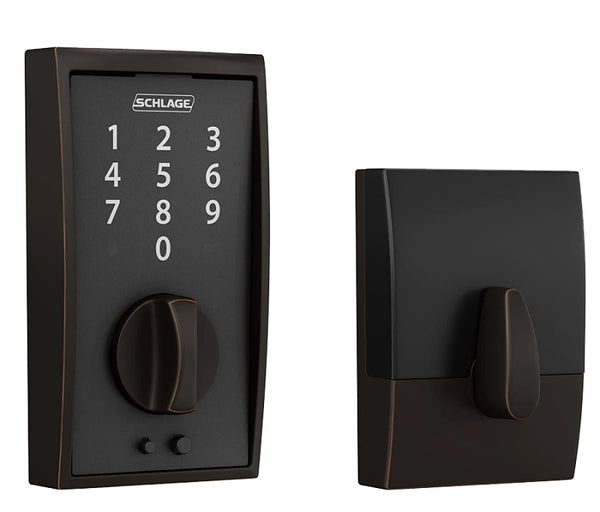 SCHLAGE BE375 CEN 622 Touch Keyless Touchscreen Electronic Deadbolt Lock, Matte Black BE375VCEN622