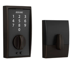 SCHLAGE BE375 CEN 622 Touch Keyless Touchscreen Electronic Deadbolt Lock, Matte Black BE375VCEN622