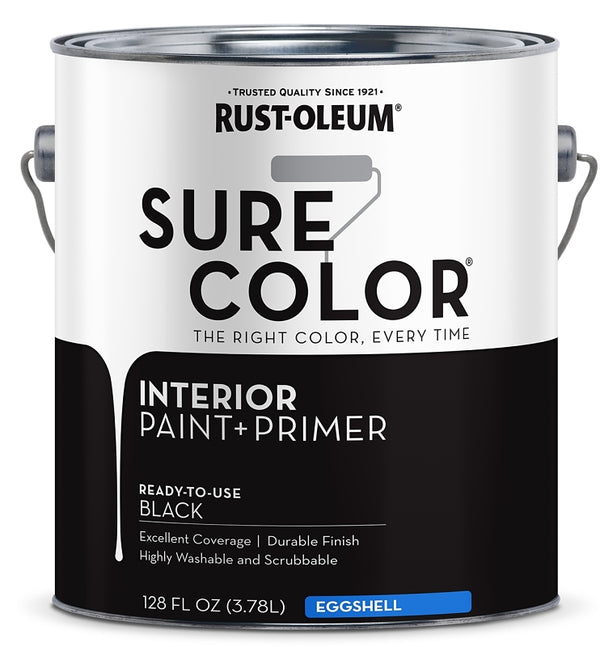 Rust-Oleum 380218 Sure Color Interior Wall Paint and Primer Eggshell Black gal