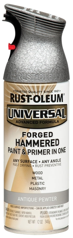 Rust-Oleum 271481 Universal All Surface Forged Hammered Spray Paint, 12 oz, Antique Pewter