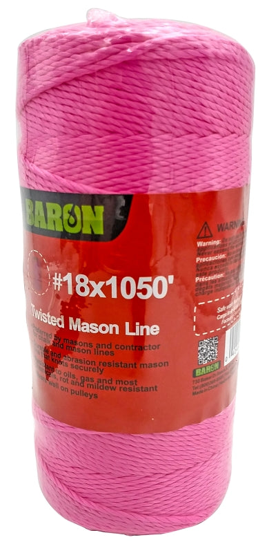 Baron 10819 Twisted Mason Line, 18 X 1050 Feet, Pink