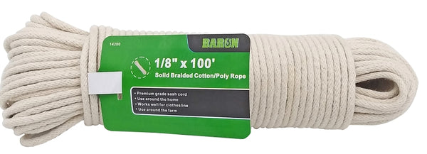 BARON MFG Rope Smooth Cotton 1/8INX100FT 14200