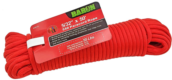 Baron 63015 550 Paracord Rope, 5/32 Inch X 50 Feet