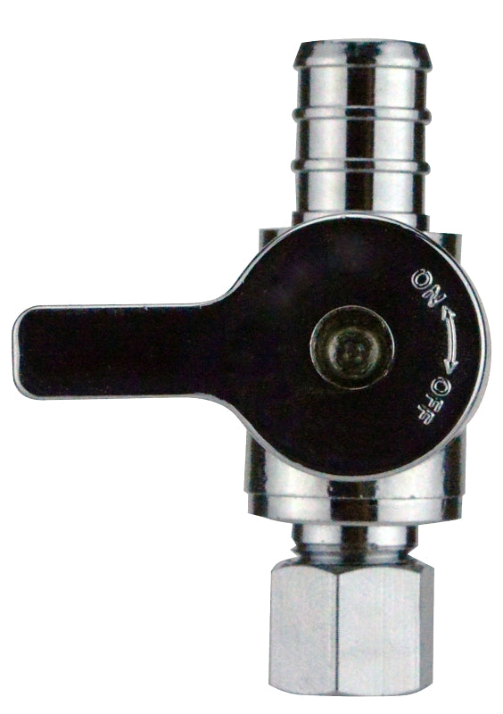 1/2 in. Chrome-Plated Brass PEX Barb x 1/4 in. Compression Quarter-Turn Straight Stop Valve APXVS1214C