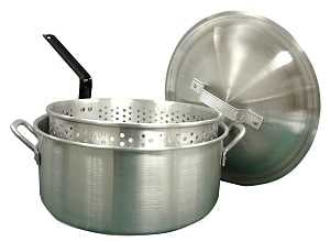 Bayou Classic 1350 14-qt Aluminum Fry Pot w/ Lid and Aluminum Perforated Basket Features Heavy-Duty Riveted Handles Domed Lid Perfect For Frying Fish Shrimp Chicken and Hushpuppies