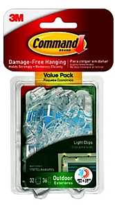 Command 17017CLRAWVPES Outdoor Light Clips, 32 clips, 36 strips