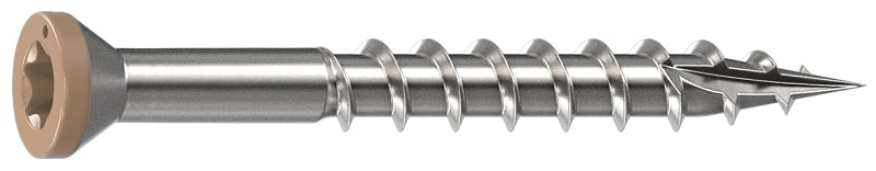 Camo 0353000TS Deck Screw, 0.163 in Thread, 1-5/8 in L, Trim Head, Star Drive, Sharp, Type-17 Point, 316 Stainless Steel Tan - Pack of 100