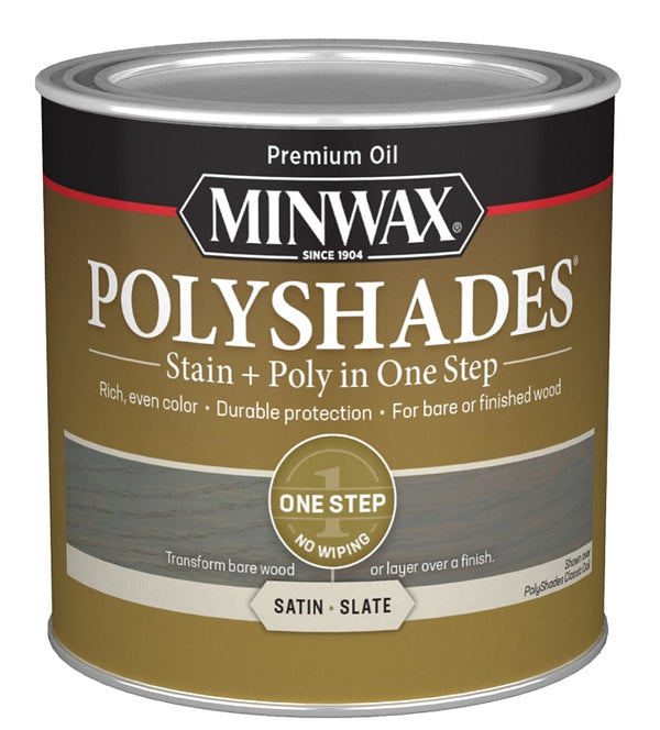 Minwax PolyShades Semi-Transparent Satin Slate Oil-Based Stain/Polyurethane Finish 0.5 pt 213984444