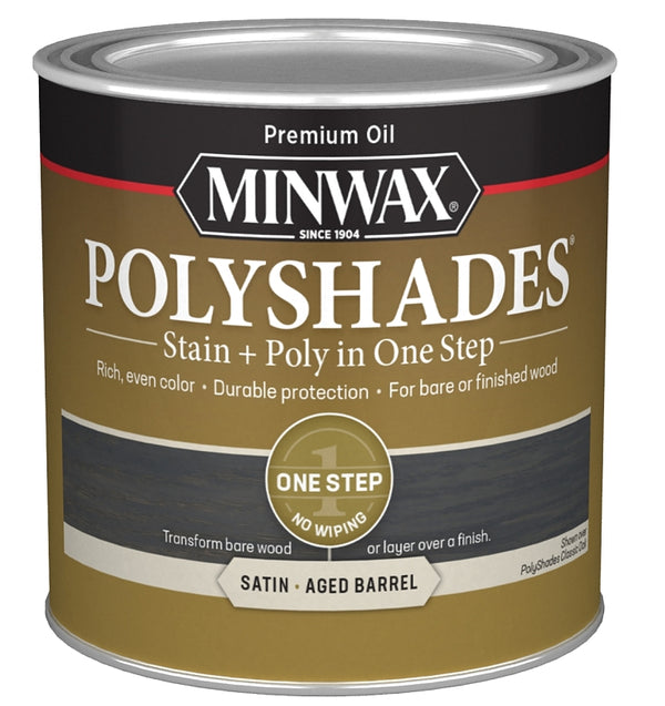 Minwax PolyShades Semi-Transparent Satin Aged Barrel Stain/Polyurethane Finish 0.5 pt 213994444