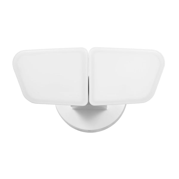 Globe Electric 17000191 22W Twin Head White 2200 Lumens Hardwired Automatic Dusk to Dawn Outdoor Integrated LED Flood Light Security Light, Spotlight, Outside House Lights